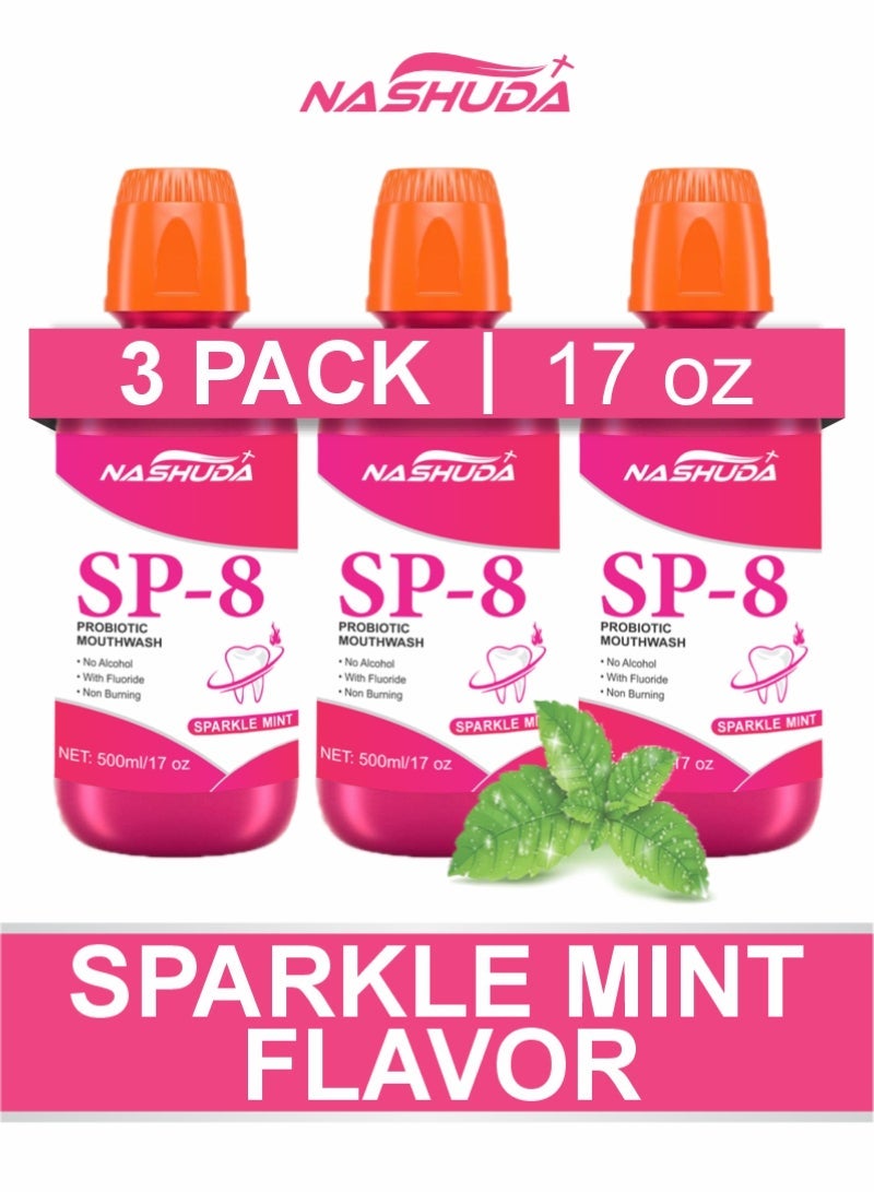 Sp-8 Dentist-Approved Anticavity Mouthwash – Sparkle Mint Flavor for a Radiant Smile Pack Of 3